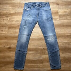 Diesel Thommer Jogg Jeans Men 30x32 Blue Slim Fit Patched Distress Made in Italy